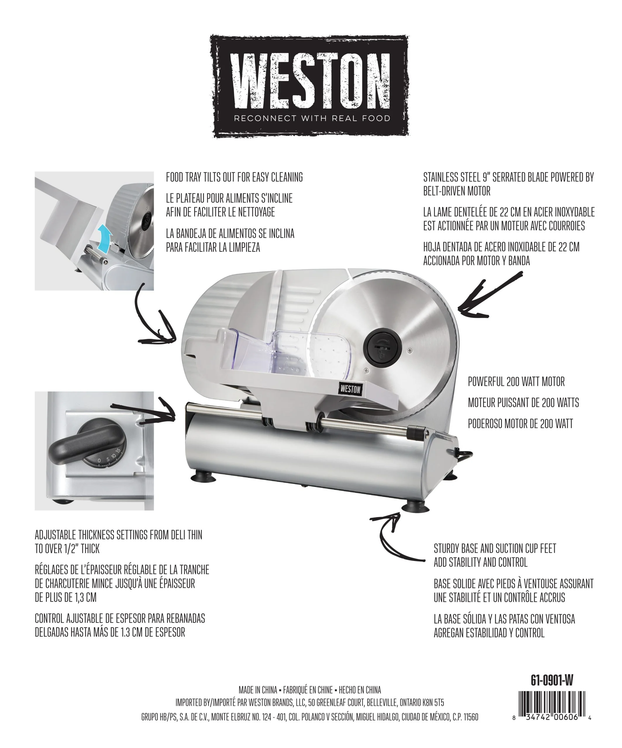 Weston - 9" Kitchen Meat Slicer - Image 2