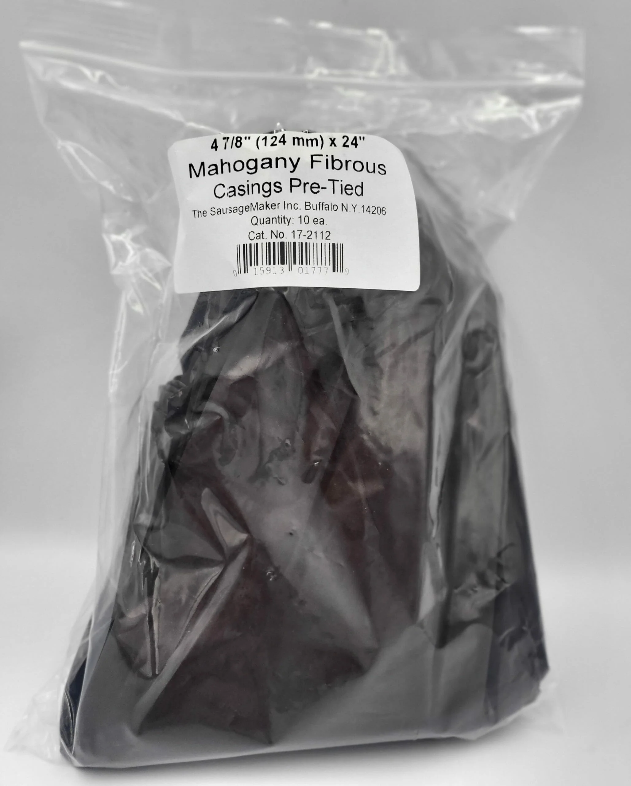 Pre-tied Mahogany Fibrous Casings 124mm