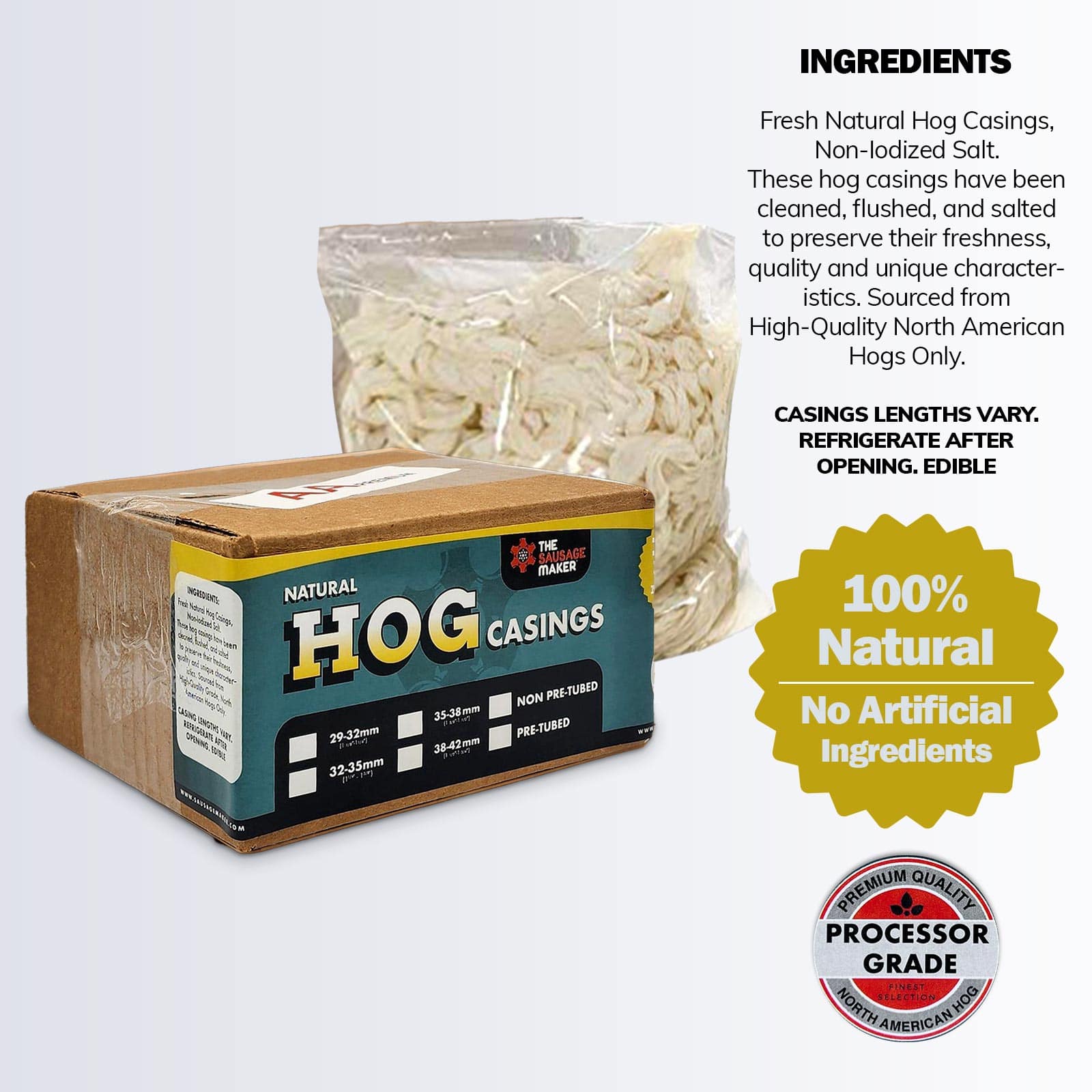 Premium Natural Hog Casings 38-42mm, 1 Hank - Image 4